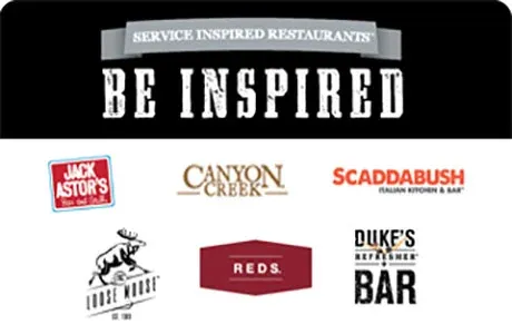 Jack Astor's Inspired Dining Card gift card for Canadian restaurants